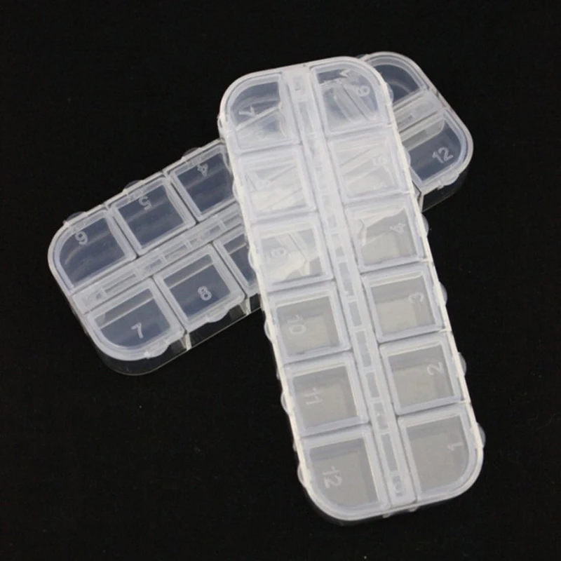 12 сеток прозрачная пластиковая коробка съемный бисер сумка для хранения ювелирных изделий коробки Стразы Органайзер Дисплей Коробка