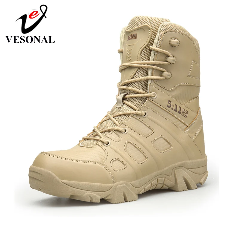 

VESONAL Autumn military Boots Men Shoes Special Force Tactical Desert Combat outdoor Male tracking mens tactical Boot Mid-Calf