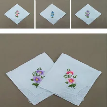 Винтажные Хлопковые женские носовые платки вышитые бабочки кружева цветочный носовой платок цветочный Ассорти Ткани женский носовой платок ткани 28 см wh