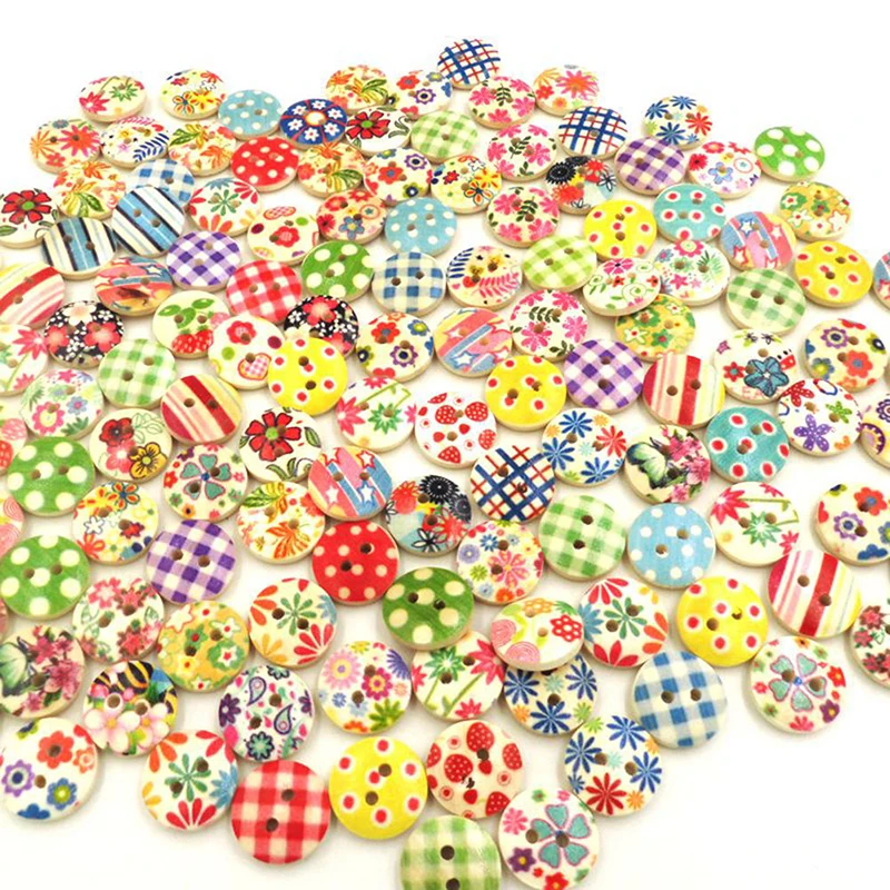 

15mm Cartoon Mixed Color Christmas Wooden Buttons Children Cartoon Sewing Decorations Buttons Scrapbooking Crafts