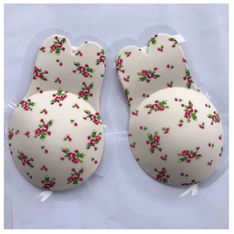 Rabbit Lift Up Bra Plus Size Sexy Leopard Breast Covers Push Up Strapless Bra Silicone Adhesive Chest Stickers Breast Tape - Цвет: Floral