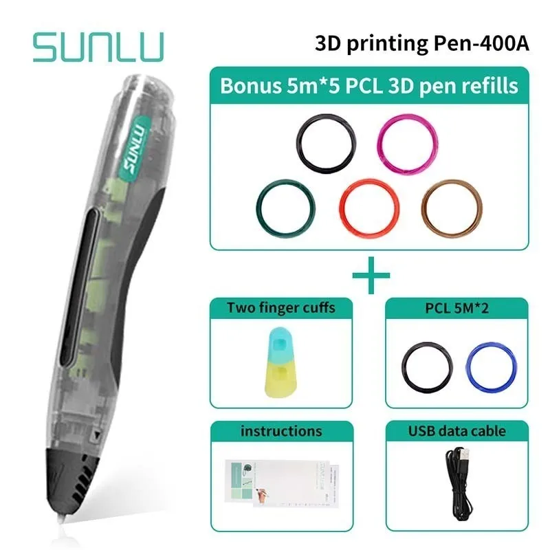 400A-5.5-Tlucency SL-400A 3D печать Ручка Поддержка 1,75 мм низкая температура PCL нити детей Scribble 3D ручки Исследуйте интеллектуальные игрушки - Цвет: 400A-5.5-Tlucency