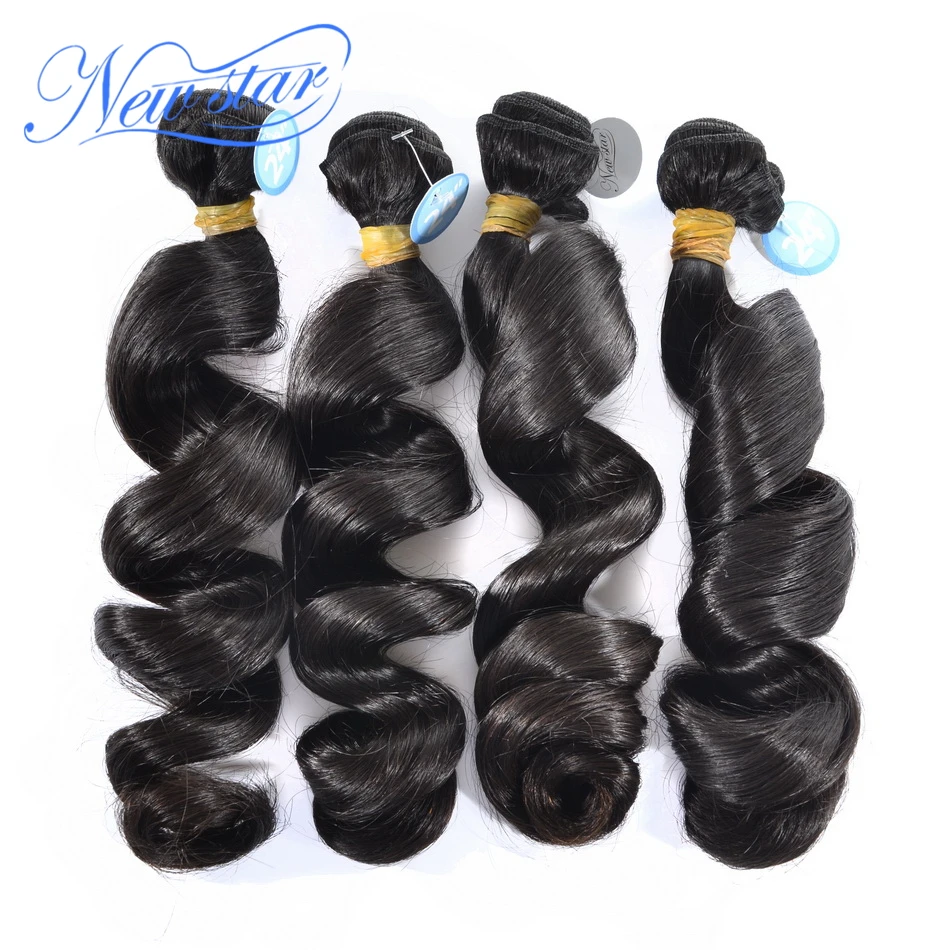 New Star Hair 4 Bundles Loose Wave Brazilian Virgin Human Hair Weaving Unprocessed Cuticle Aligned Raw Hair Weave Extension