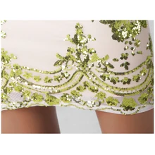 2017 summer new women's dress fashion sexy long-sleeved V-necklace dress sequins short section dress