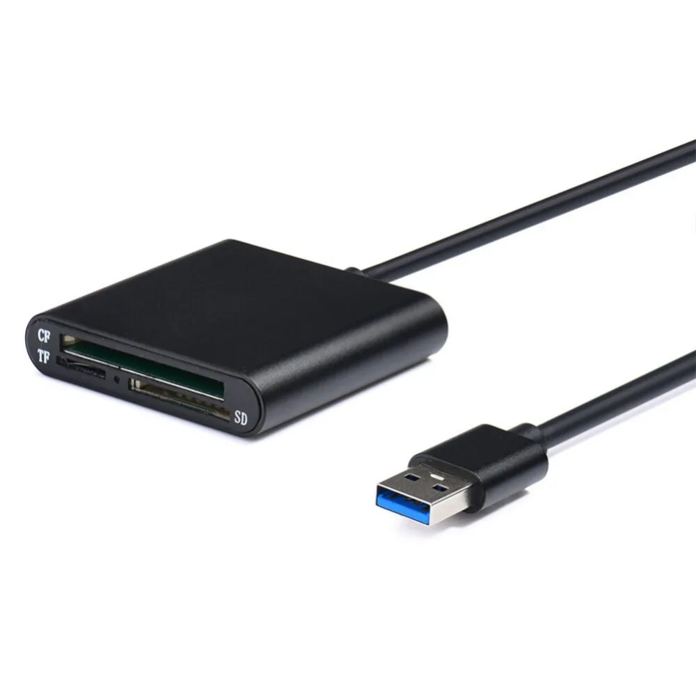Алюминий USB 3,0 портативный считыватель карт 3-слот флэш чтения карт памяти CF/SD/TF Micro SD/MD/MMC/SDHC/SDXC флэш карты