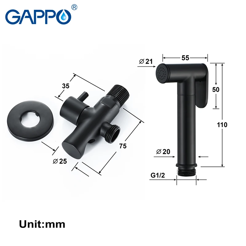 GAPPO Bidets black hygienic shower bidet toilet sprayer muslim shower bathroom bidet faucet wall mount washer mixer taps