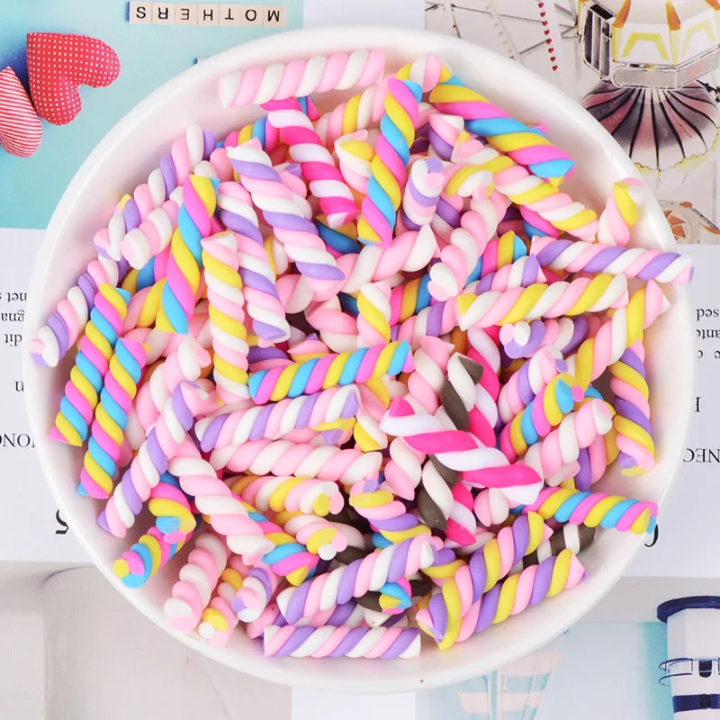 

10Pcs Kawaii Miniature Clay Swirl Spun Sugar Polymer Clay Cabochons Embellishment Candy for Crafts Making Slime DIY Scrapbooking