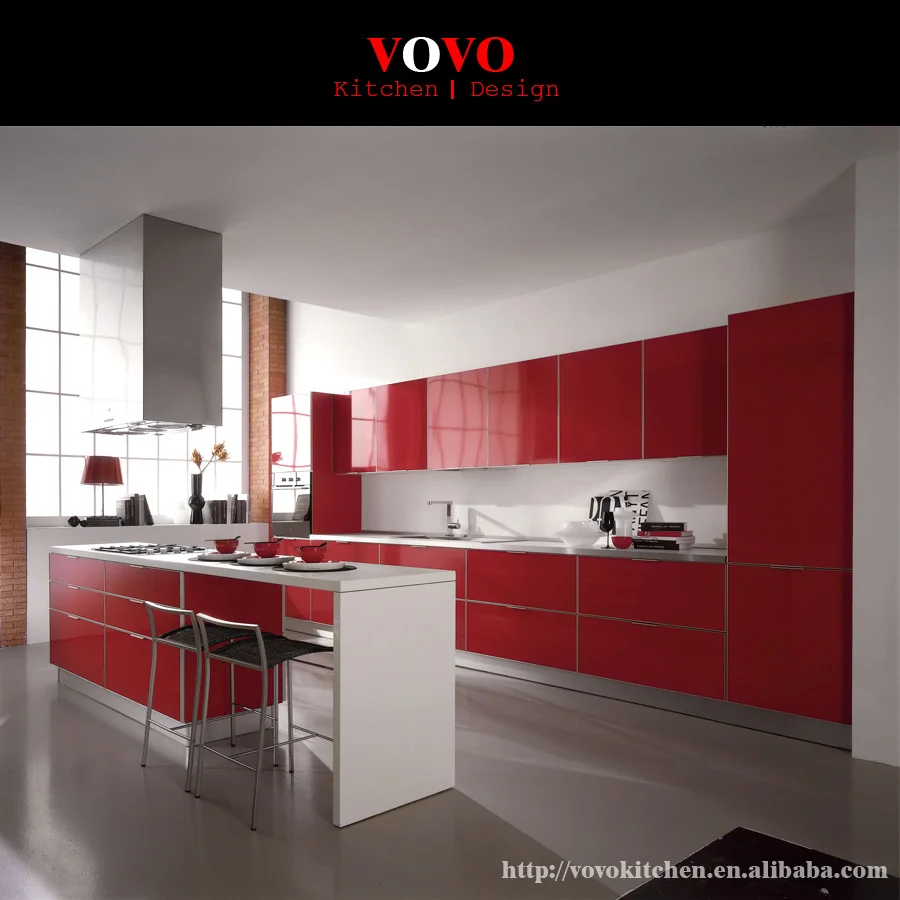 High Gloss Red Kitchen Cabinet Red Kitchen Cabinets Kitchen