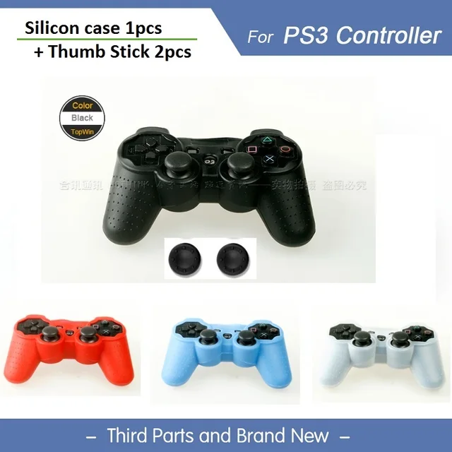 Special Price HOTHINK Silicone Cover Case Protection Skin +Thumbstick Joystick Cover Grips Caps For Playstation 3 PS3 Dualshock 3 Controller