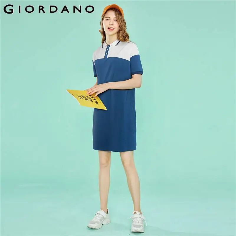 Платье поло Giordano женское эластичное хлопковое спандекс короткий рукав