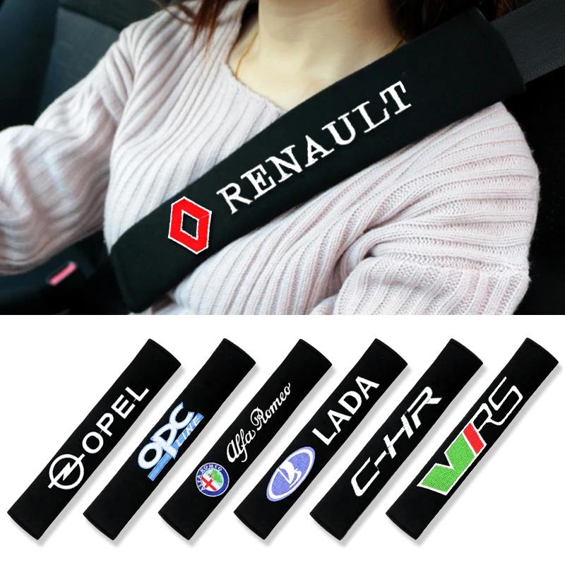 

33cm Car sticker Seat Belts Covers 2pcs Cotton Black Auto Padding Seat Belt Car-Covers for renault opel alfa lada skoda mazda
