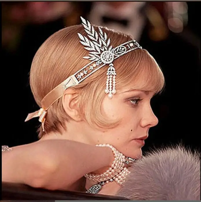 Винтажный стиль 1920's GREAT GATSBY Хлопушка Бурлеск блесток повязка бахрома для