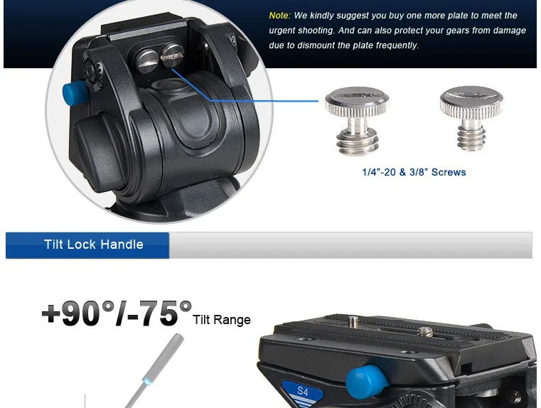 BENRO S4 гидравлическая головка штатива серии S Pro камера шаровая Головка камера алюминиевый штатив шаровая Головка Максимальная загрузка 4 кг