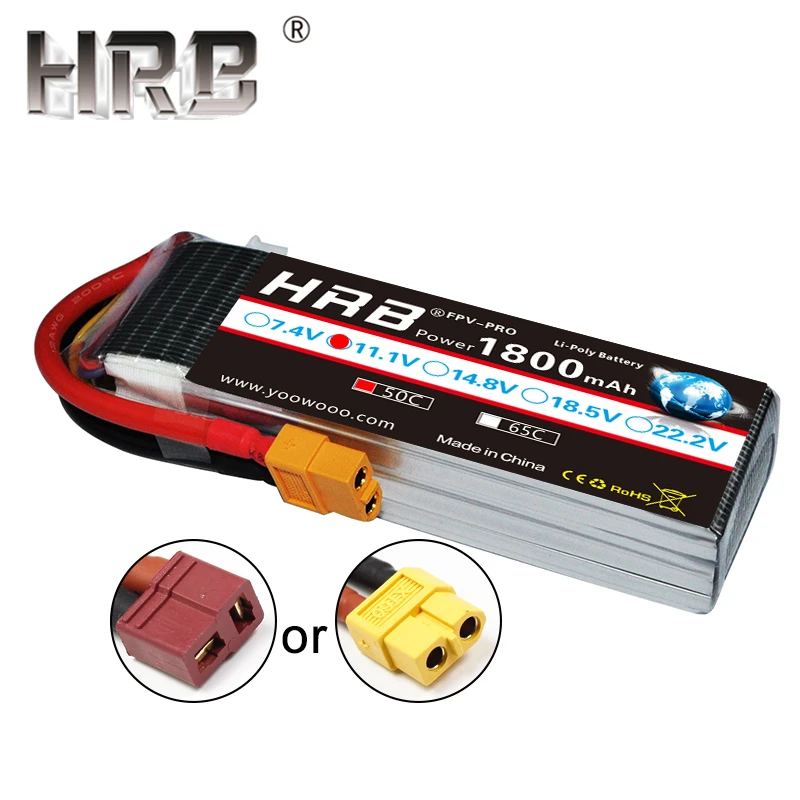 HRB батарея 1800mAh 2S 3S Lipo 7,4 V 11,1 V XT60 T Deans 50C 14,8 V 18,5 V 22,2 V 4S 5S 6S 1S RC запчасти для Mjx Bugs самолет лодка автомобиль