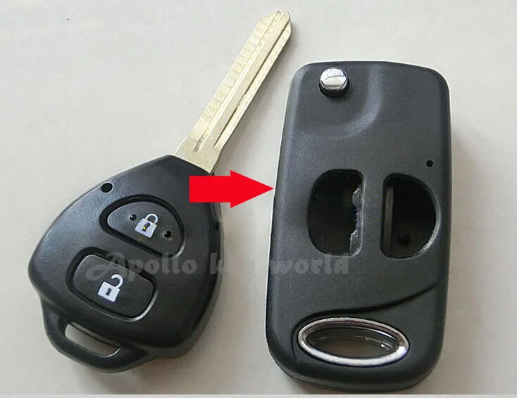 

Top Quality Replacement Modified Folding Flip Remote Key Shell Case For Toyota Corolla RAV4 New Vios 2 Button Key Fob Cover