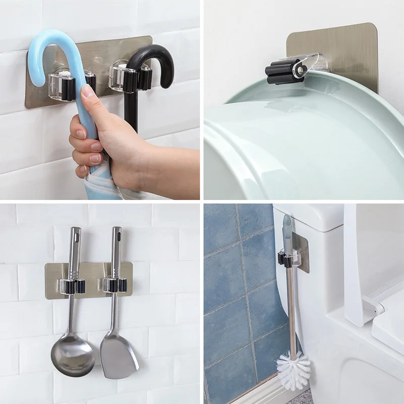 Mop Holder Wall Mounted Kitchen Organizer Wall Shelf Storage Holder For Mop Brush Broom Mops Home Organizer Shelves For Wall