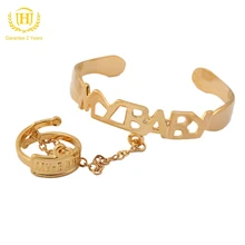 JH Модный золотой милый детский браслет на запястье с надписью «MY BABY» и кольцом для дочери или сына, Подарочные ювелирные изделия