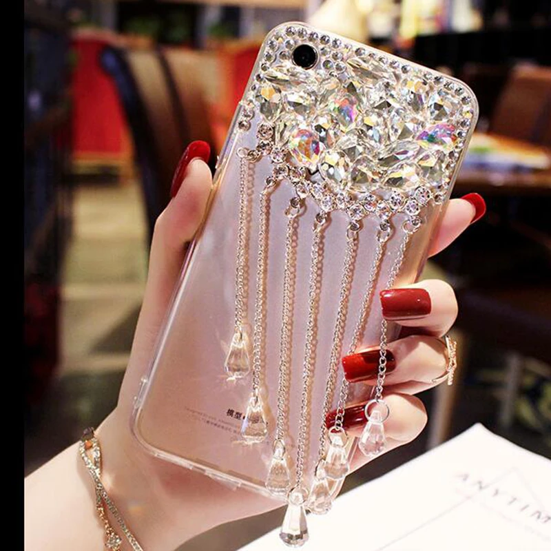

For Samsung S7 edge S8 S9 S10 Plus Note9 N8 N5 Diamond Tassel Case Crystal Rhinestone Bling Glitter Diamond Case Tassels Cover