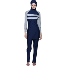 Мусульманский купальник mAh Burkinis одежда купальный костюм женский скромный лоскутный хиджаб с длинными рукавами спортивный Мусульманский купальник