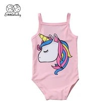 Emmababy симпатичный комплект для новорожденной девочки, Одежда для детей; малышей; девочек Единорог слитный плавательный костюм без рукавов купальный пляжный