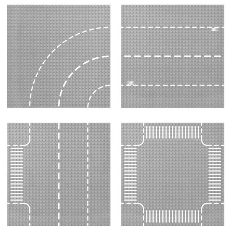 

Road Plate Straight Crossroad Curve T-Junction Building Blocks City Street Baseplate Parts Bricks Base Plate Model Toys