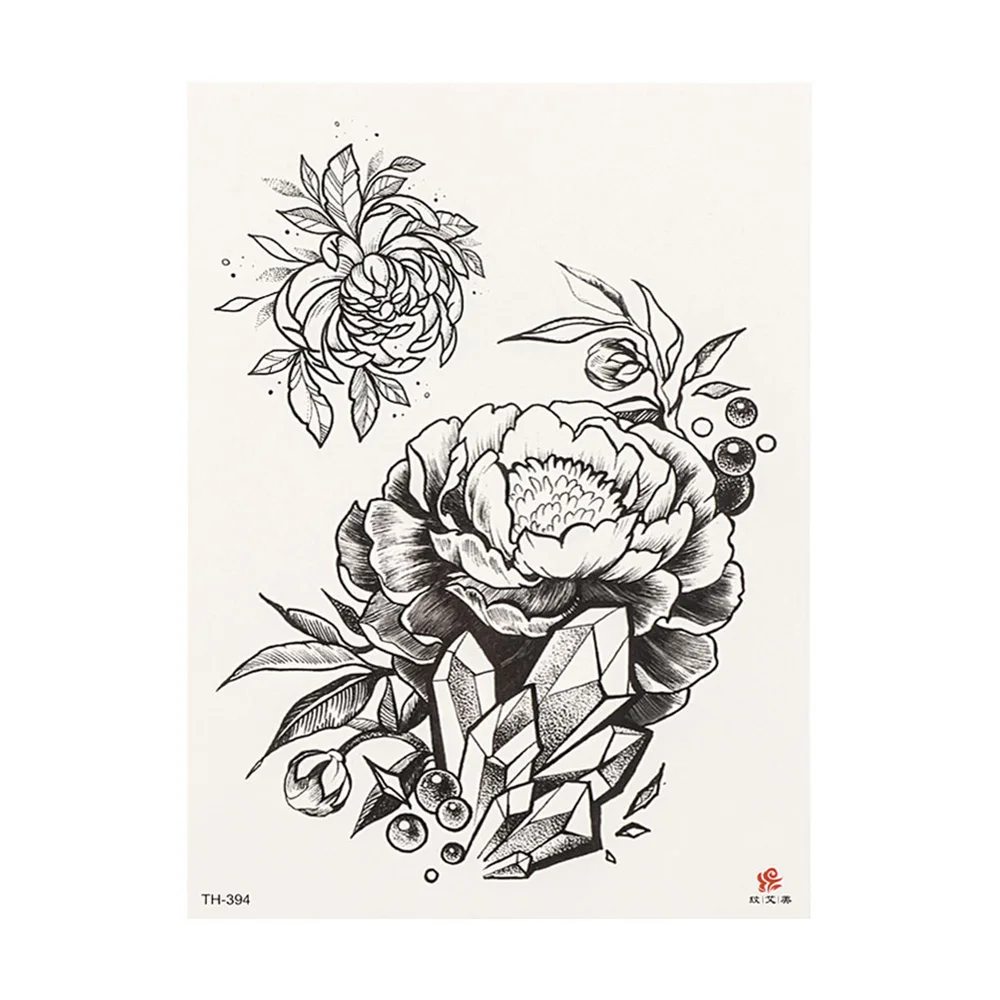 Цветок для боди-арта Татуировка унисекс сексуальная временная татуировка наклейка Черная роза Водонепроницаемый стойкий модный дизайн 21 см* 15 см - Цвет: Style  10