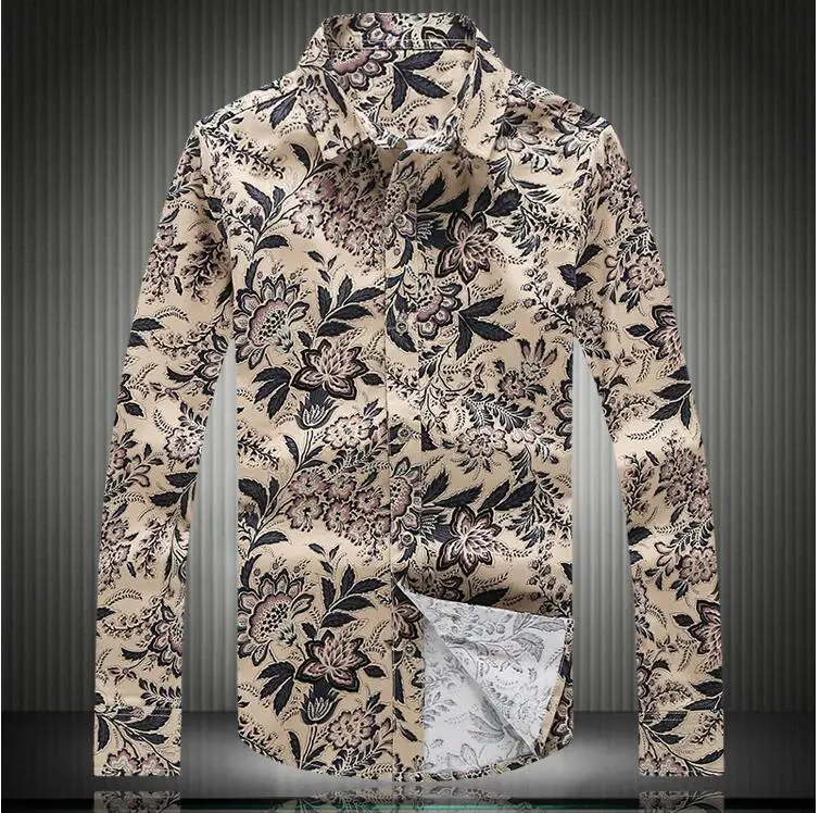 2018 spring new European for men's long sleeved shirtsin Casual Shirts