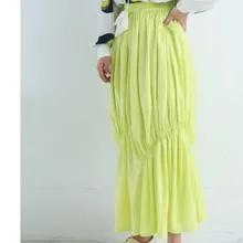 DEAT, одноцветная, с высокой талией, асимметричная, со складками, необычная, свободная, Женская юбка, повседневная, милая, темпераментная, модная,, весна, новинка, TV033