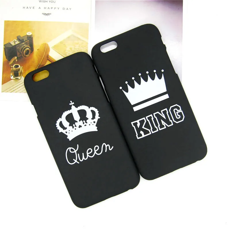 Fashion Brand King Queen Hard Plastic Ultra Thin Back Covers for Apple iPhone 6 6s 5 5s SE Luxury Crown Slim Phone Case Shell