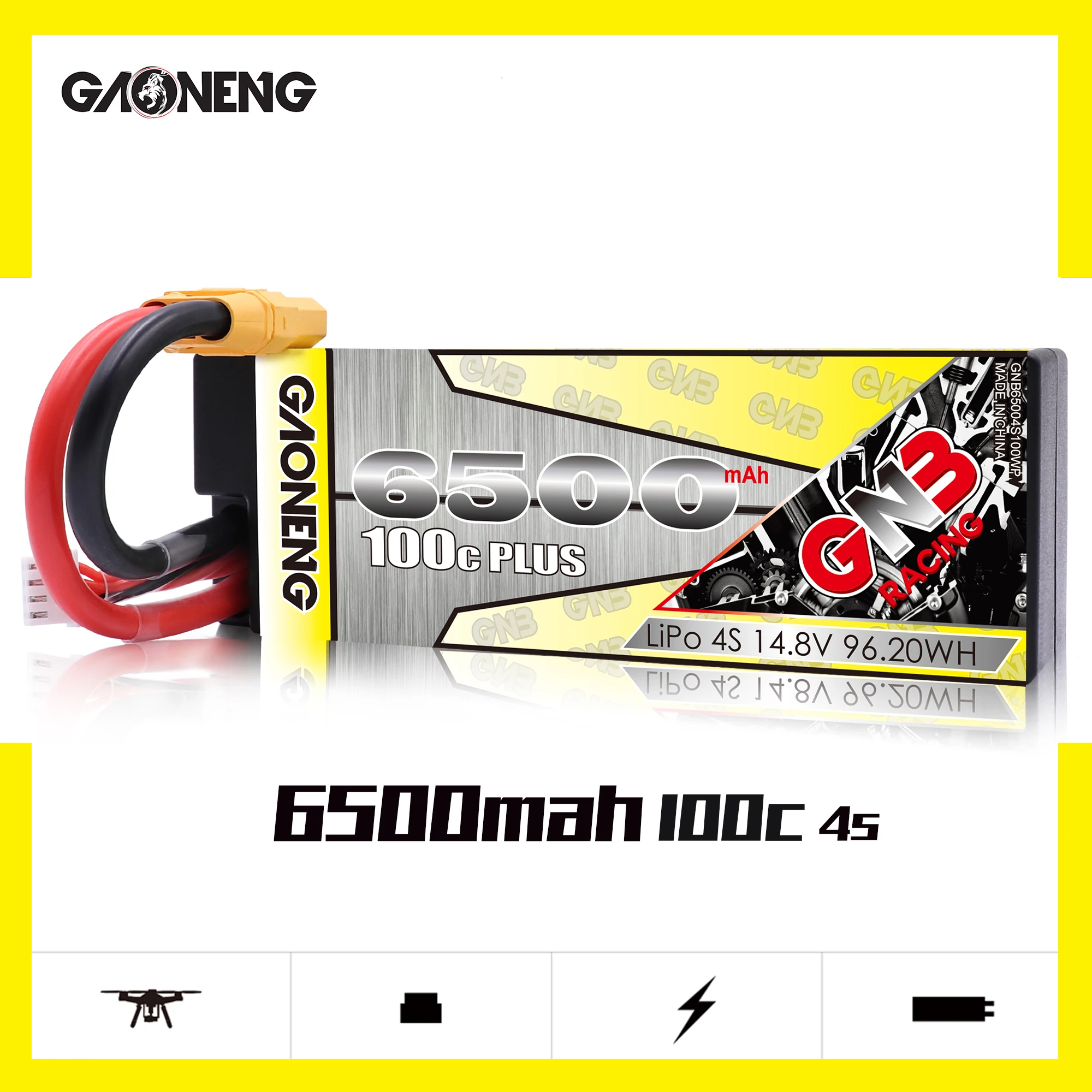 Gaoneng GNB 6500mAh 4S 14,8 V 100C PLUS Hardcase LiPo батарея с T/XT90/XT60 разъем для 1:8 1/8 RC автомобиль четыре привода внедорожника RC автомобиль