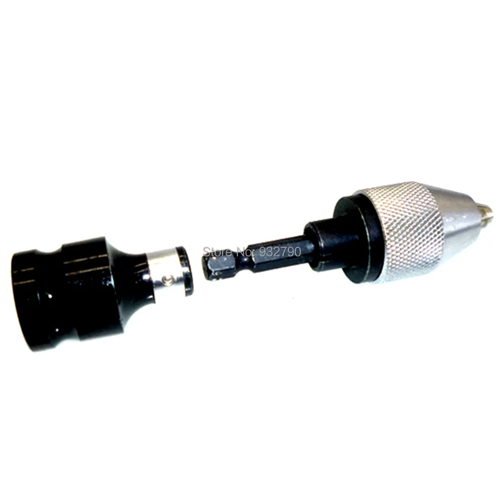 

1/2" Inch Drive Impact Dr To 1/4" Snap Hex Shank Bit Adaptor Tool Driver With 1/4" Keyless Drill Bit Chuck Quick Change Adapter