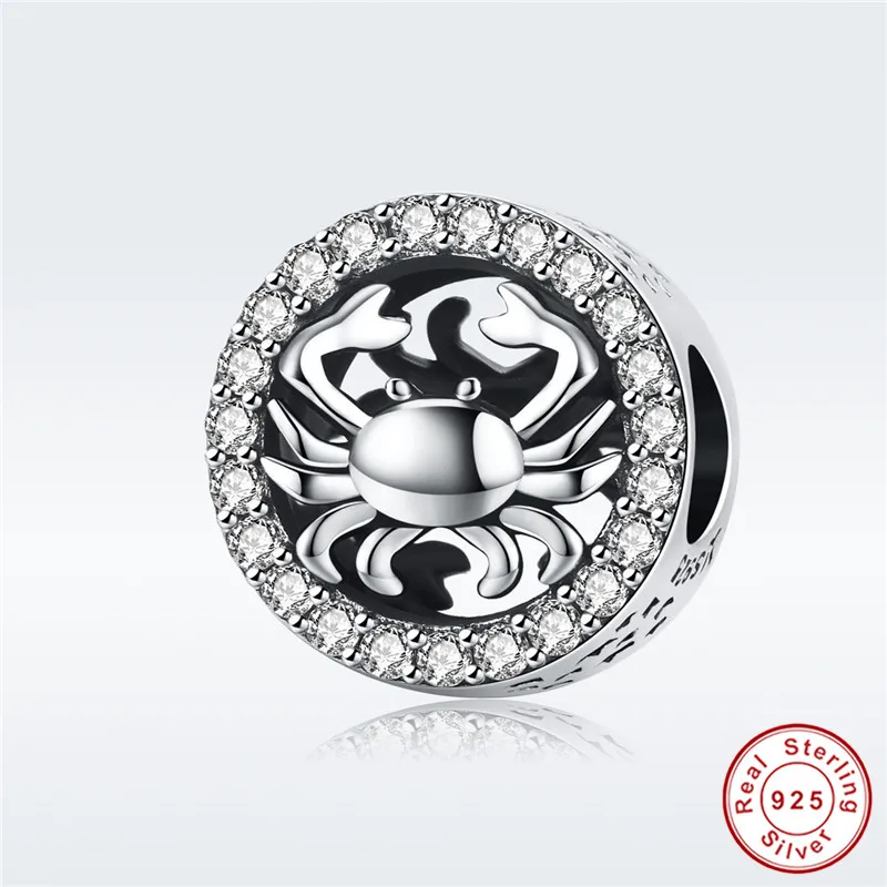 

fit Pandora Bracelet Silver 925 Original White CZ Scorpio Beads for Jewelry Making S925 Constellation Charms Women DIY Jewelry