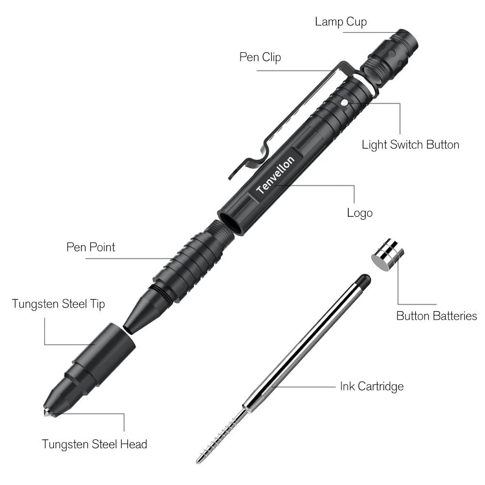 Tactical Pen self defence Flashlight Writing Safety Security Protection Personal Defense EDC Defensa Personal Pen Tenvellon