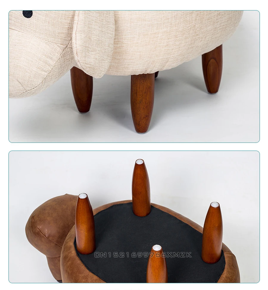Big Sale! Solid Wood Nordic Shoe Stool Pouf Chair Leather Sofa Ottoman Bean Bag Kid Toy Storage Footstool Home Decor Furniture