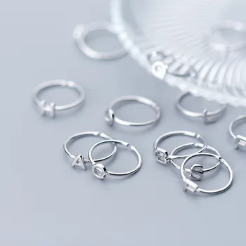 

1pc 100% Authentic REAL.925 Sterling Silver Fine Jewelry alphabet /character Letters open ring GTLJ1566