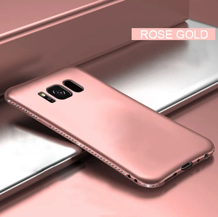 Мягкий силиконовый чехол для телефона samsung Galaxy S8 S9 S10 Plus S10E S7 Edge Note 8 9 S8Plus S9Plus S7Edge funda diamond shell Cover - Цвет: Розовый