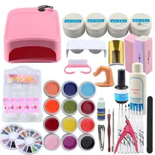 Набор УФ-гелей для ногтей, 12 цветов, набор УФ-гелей для ногтей, 36 Вт, лампа для сушки ногтей, кисть для наращивания ногтей, набор инструментов для дизайна ногтей, набор УФ-маникюрных инструментов