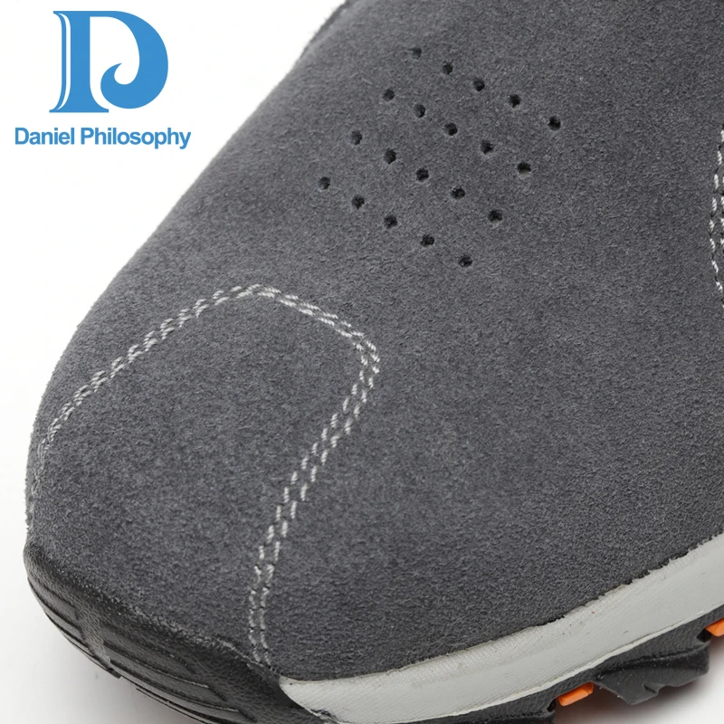 Calçados Sapatos slip Da Couro Punção Respirável Livre Aço Ar Biqueira Dos Segurança À Prova Homens Ao Anti De Trabalho Gray Botas Camurça Vaca PAFvqTPw