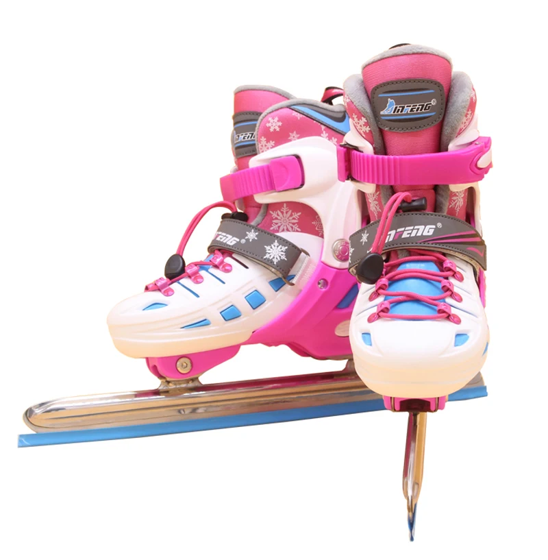 1 زوج الشتاء الكبار الأطفال سباق سرعة سباق الجليد شفرة أحذية التزلج على الجليد قابل للتعديل الحرارية قابل للتعديل التزلج Patines 2 الألوان