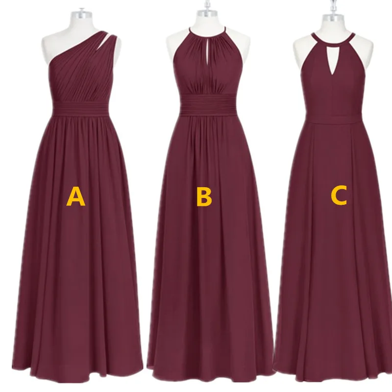 

Burgundy Bridesmaid Dresses Long Chiffon Dress for Wedding Party 2019 Robe Demoiselle D'honneur Wedding Guest Dress
