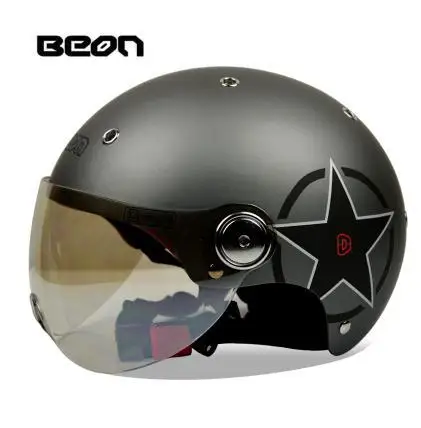 New arrival brand Beon vintage helmet Scooter motos motorbike capacetes retro motorcycle half face helmets - Цвет: gray