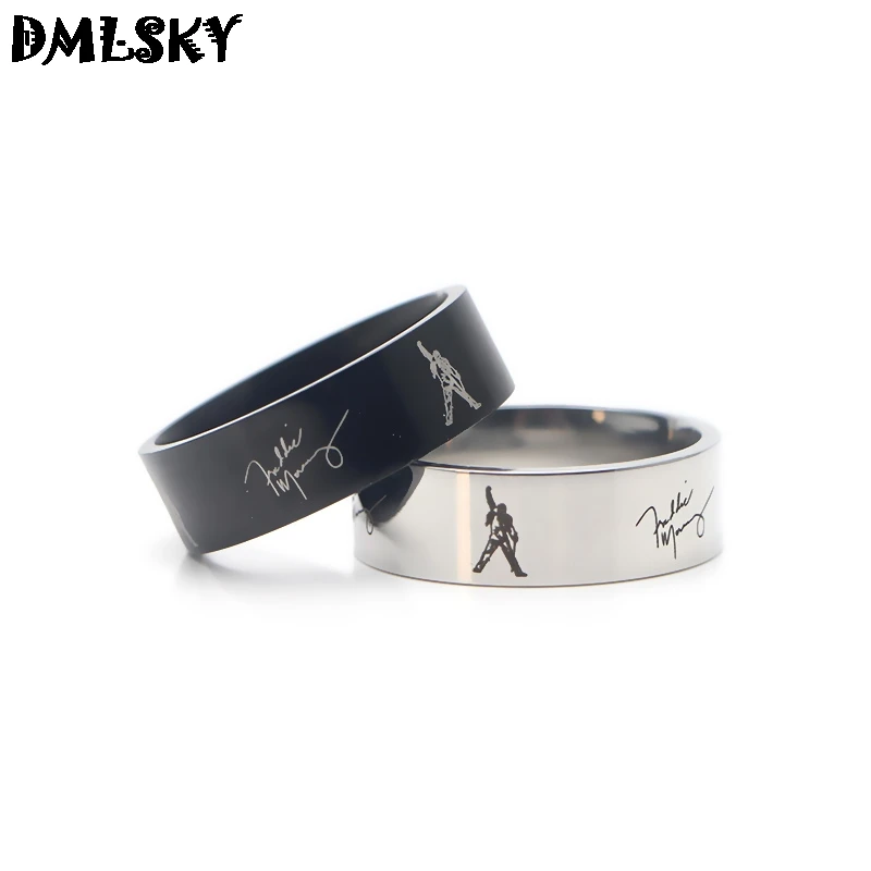 DMLSKY Rock Singer Freddie Mercury Rings Queen Jewelry Punk Ring for