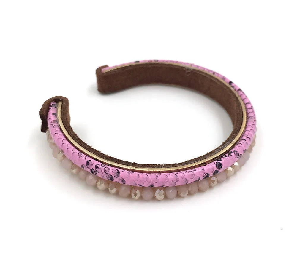 Dreamcatcher C bangle crystal beaded leather thin handcuff bangle bracelets ethnic snake  bangle bracelet ring