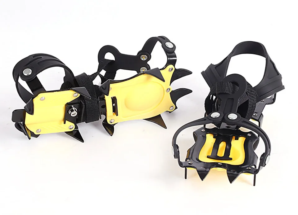 Pinça de Gelo Antiderrapantes de Alta Ajustável para Caminhadas Escalada ao ar Livre do Esqui Neve do Gelo 10 Dentes Garras Crampons Sapatos Qualidade da 6 esqui ao ar livre neve gelo caminhadas escalada