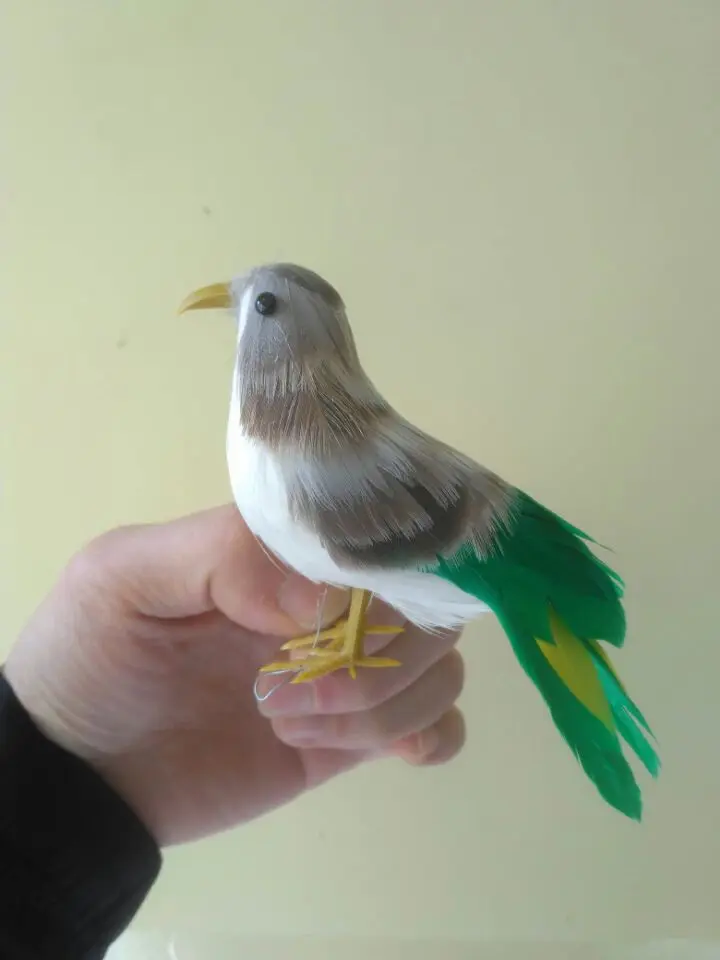 

mini simulation gray&green bird model foam&feather cute bird gift about 12cm 1460