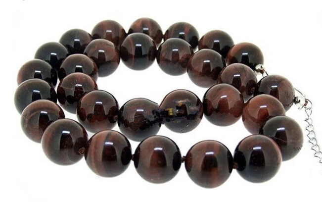 

Jewelr 005632 Natural 10mm Tiger Eye Red Stone Round Beads Necklace 17" Jewelry