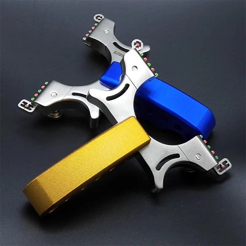 

Professional Sling shot Catapult Stainless Steel Slingshot Multiple Sight Night System For Hunting Shooting Blue Yellow Color