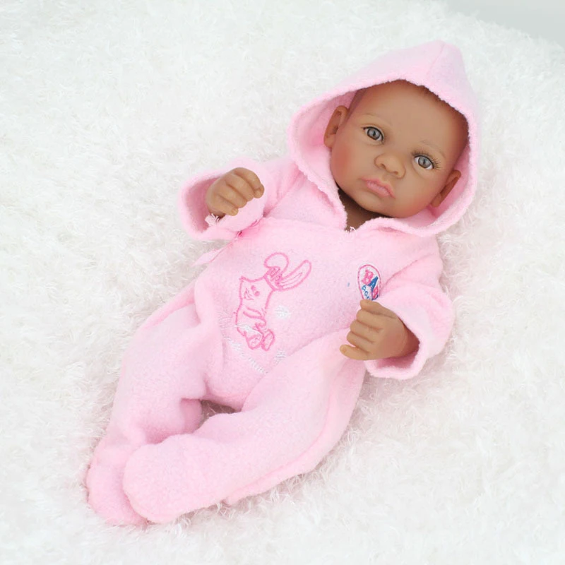 10 &quot28 см мини куклы reborn baby черный полный силиконовые тела мягкие Реалистичные