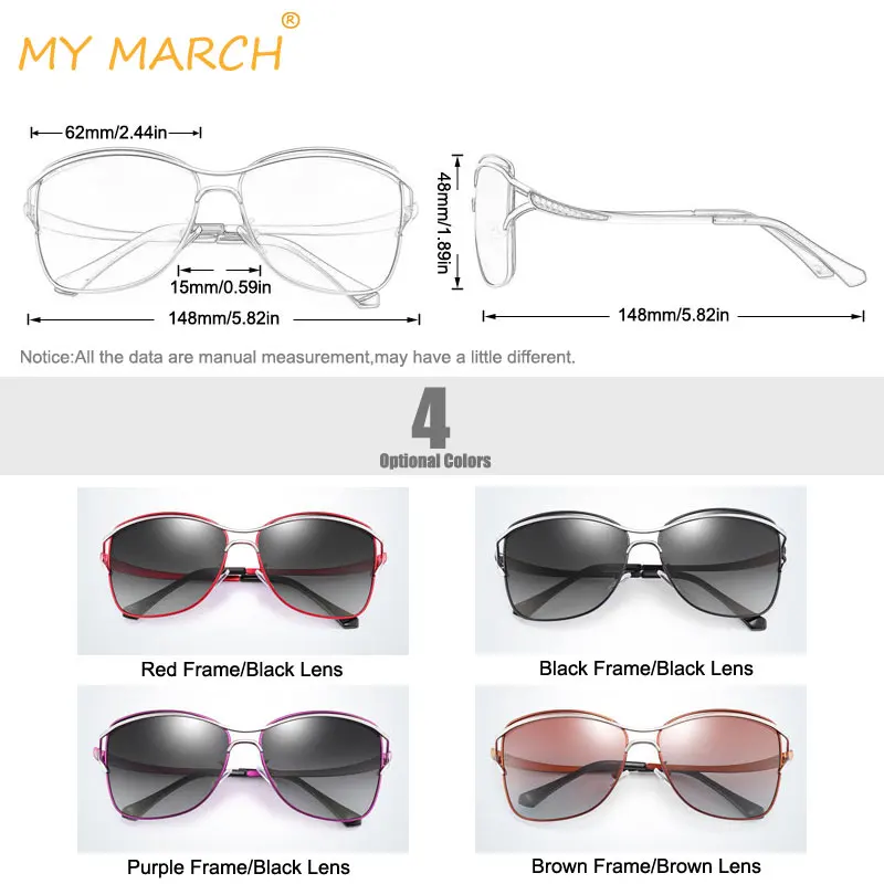 MYMARCH 2019 New Fashion Sunglasses Women Brand Design Polarized Sunglasses Luxury Vintage Retro Shades Glasses Oculos sol UV400
