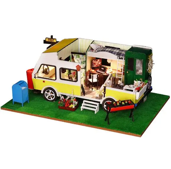 Кукольный домик ручной работы миниатюрный кукольный домик модель здания Наборы деревянная мебель кукольные домики игрушки для детей Рождественский подарок - Цвет: No dust cover